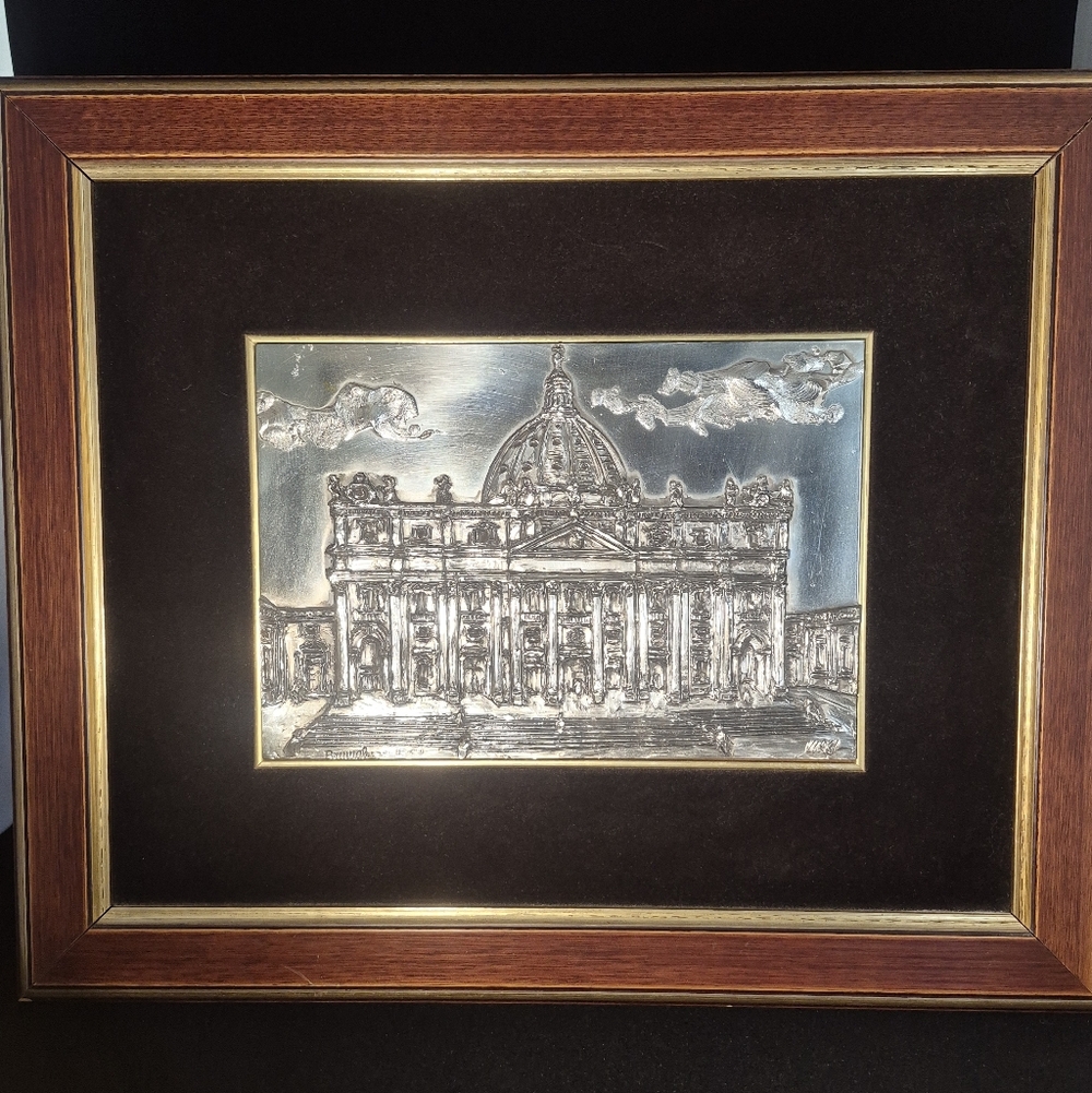 Vintage Silver BRUMAL - Large Framed Unique Art - Religious